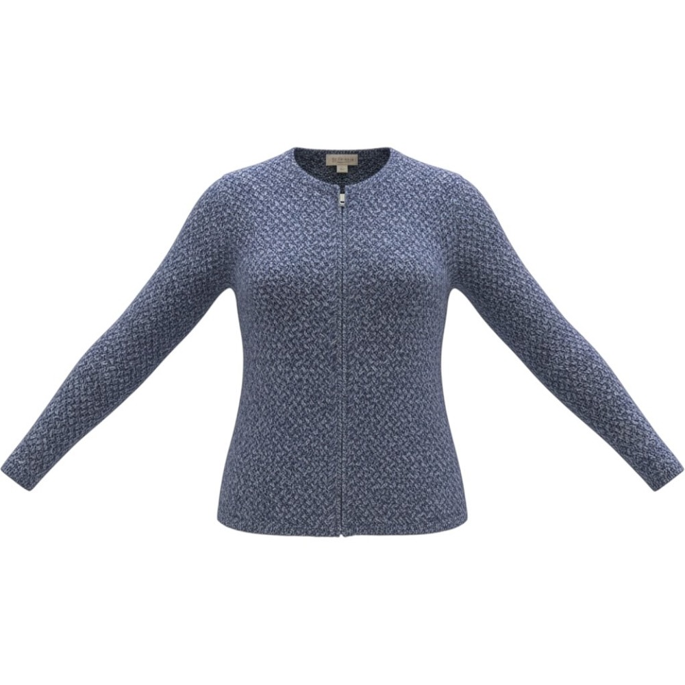 Talbots Hand Knit Blue Merino Wool Full Zip Cardigan Sweater Womens Small